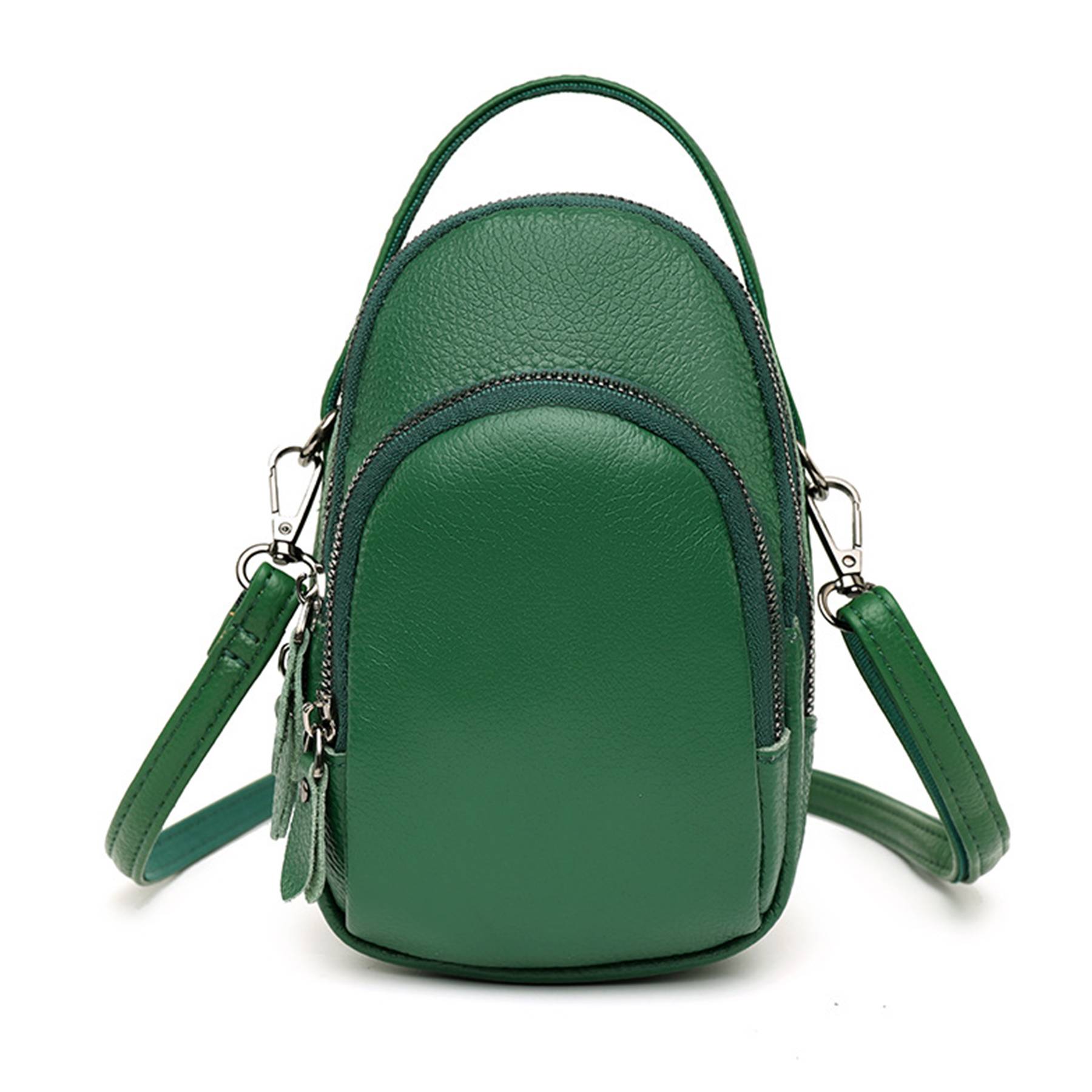 Genuine Leather Two Compartment Phone Crossbody Mini Bag 3