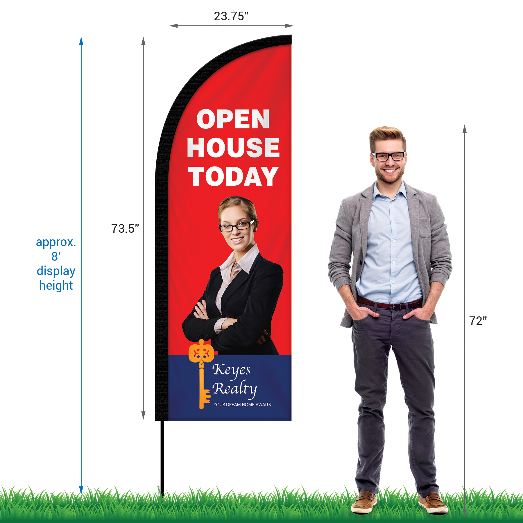 48 - Hour 6' Single Reverse Half Drop Banner with Hardware Set 10