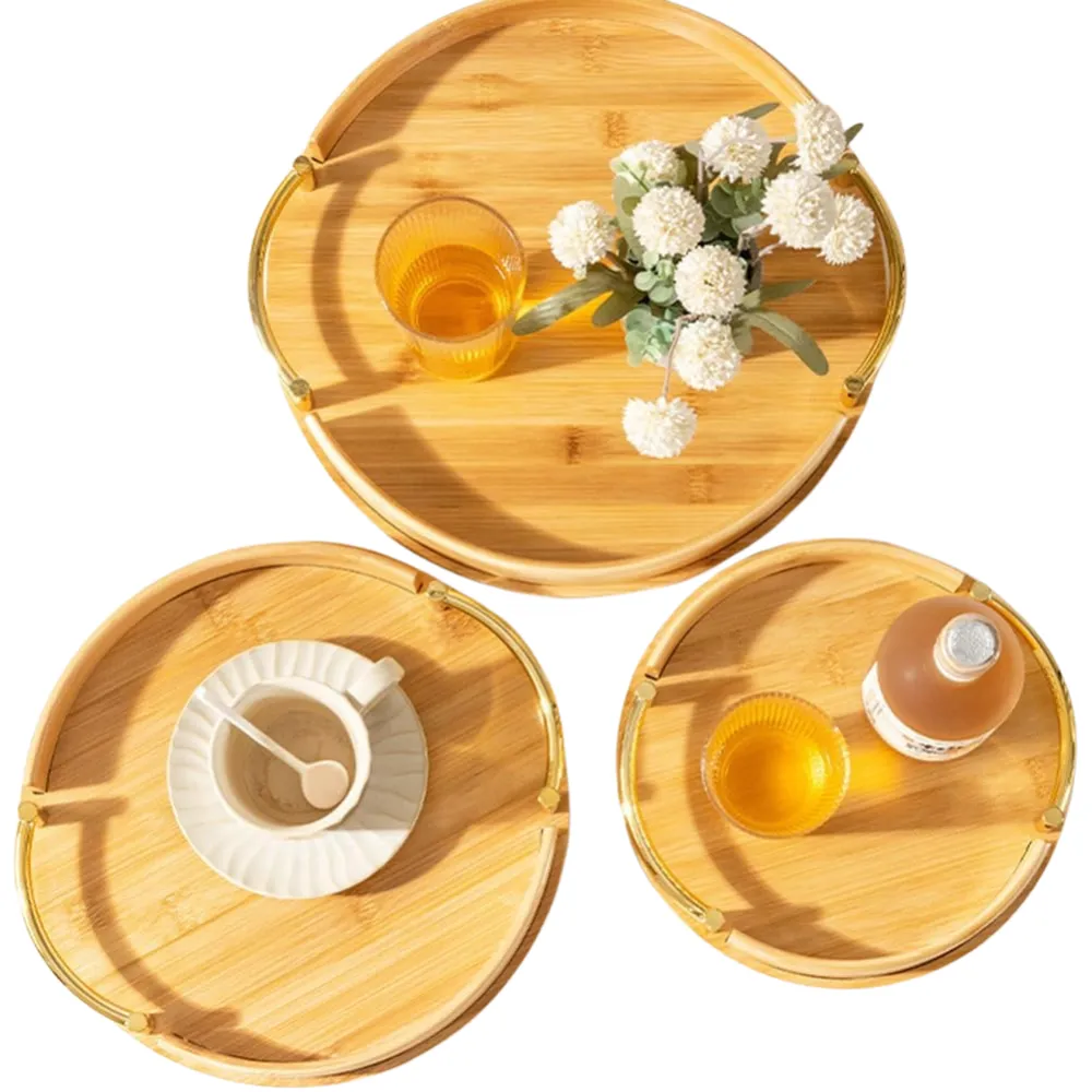Round Bamboo Wooden Serving Tray 6