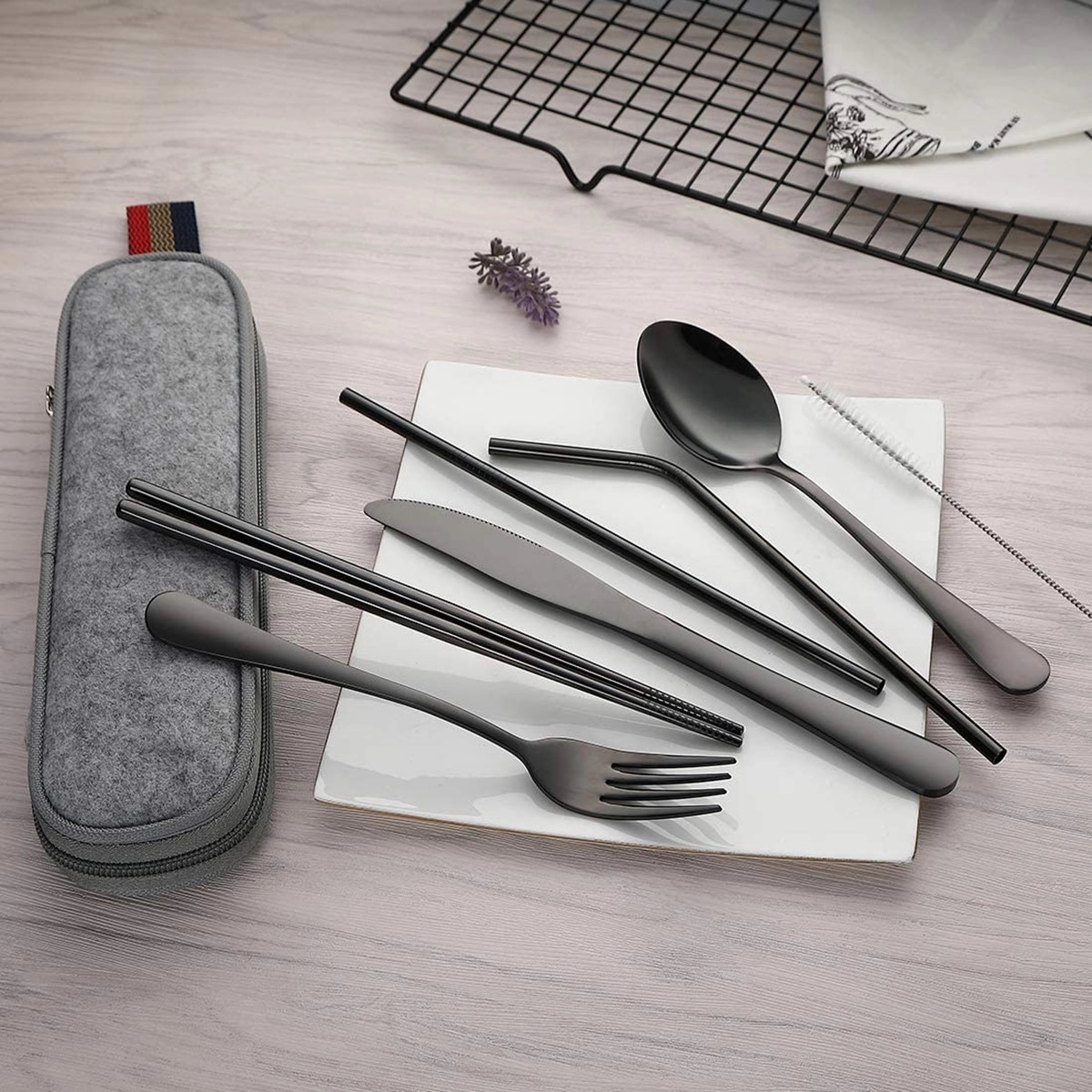 Portable Utensils Travel Camping Cutlery Set 4