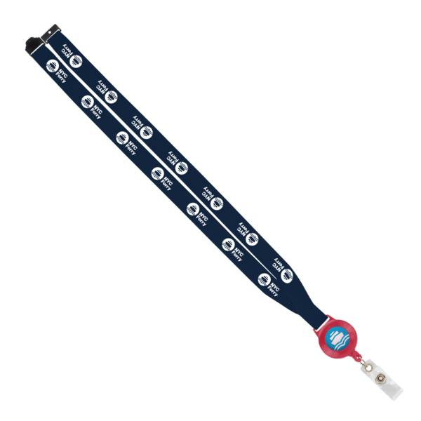 IMPORT 3/4" Polyester Lanyard with Retractable Badge Reel and IPH7 back of neck convenience release. 143