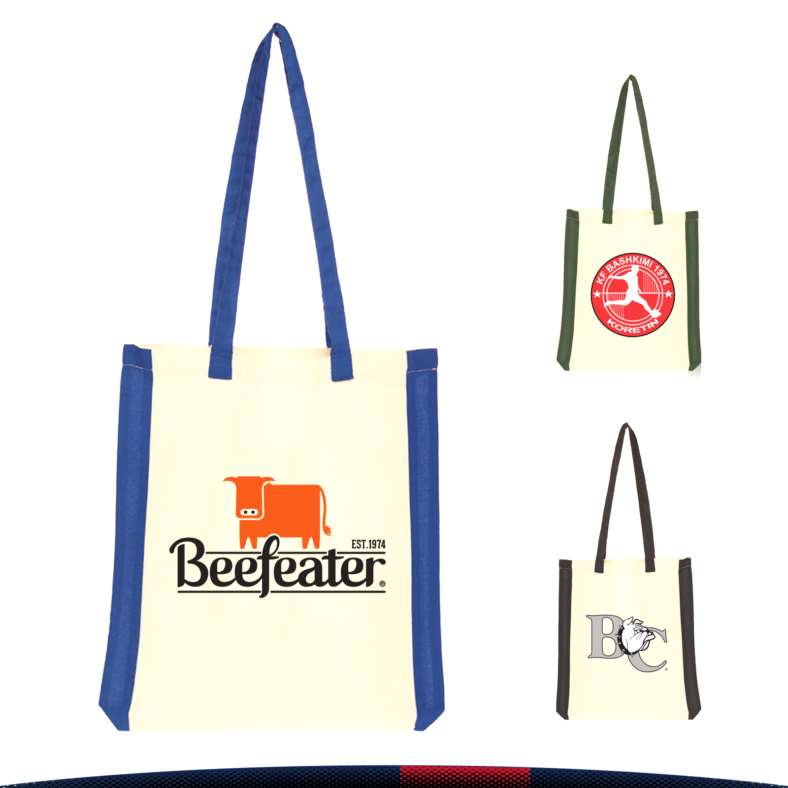 Maya Side Stripes Cotton Tote Bags, custom tote bag with logo imprint 2