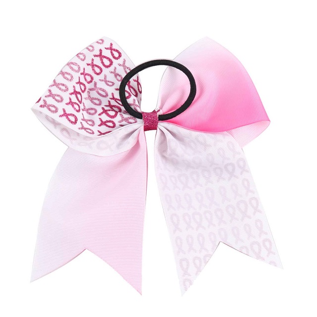 Breast Cancer Awareness Glitter Bow Tie with Elastic Band 2