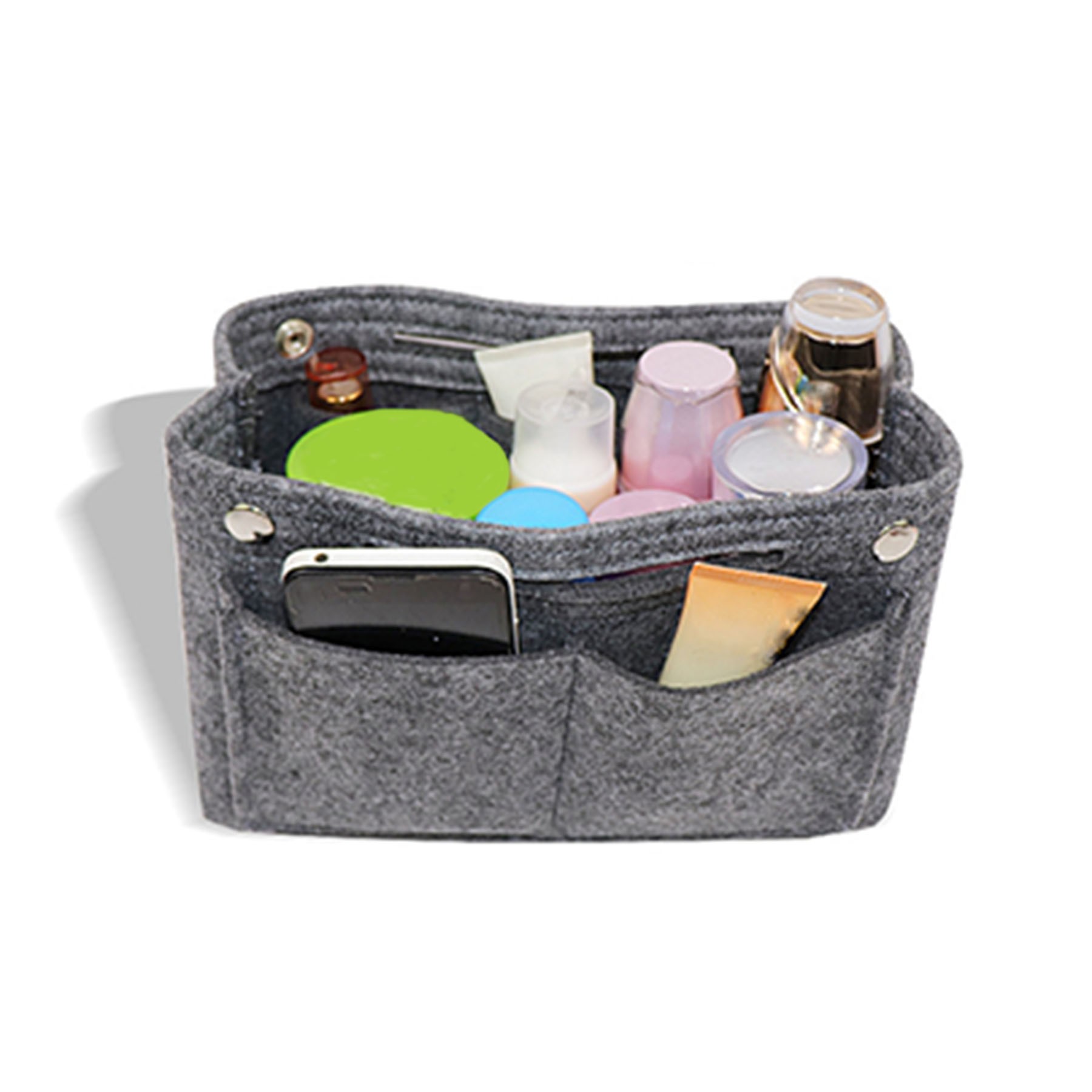 Felt Double Buckle Large Capacity Makeup Bag 2