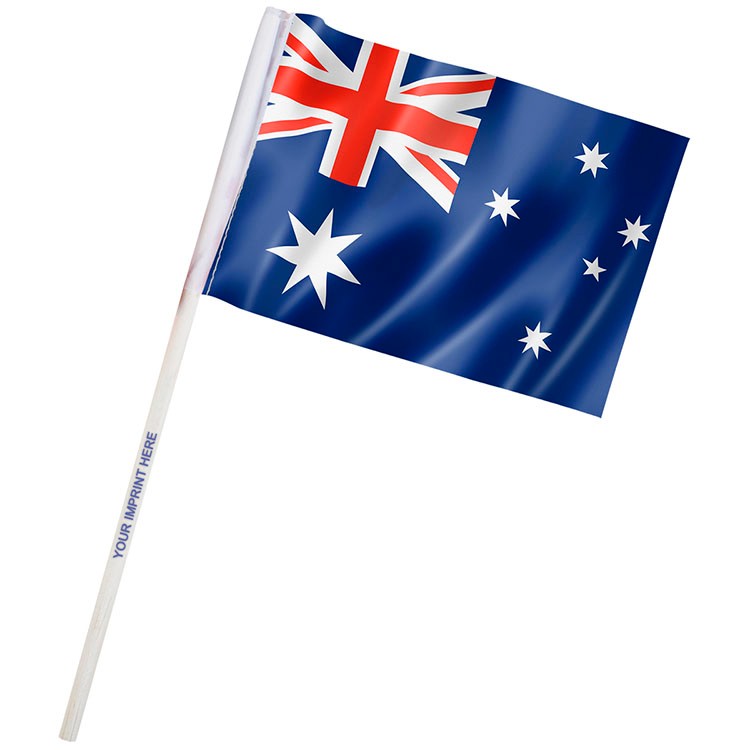 4" x 6" Australia Imprinted Staff Polyester Stick Flags 2