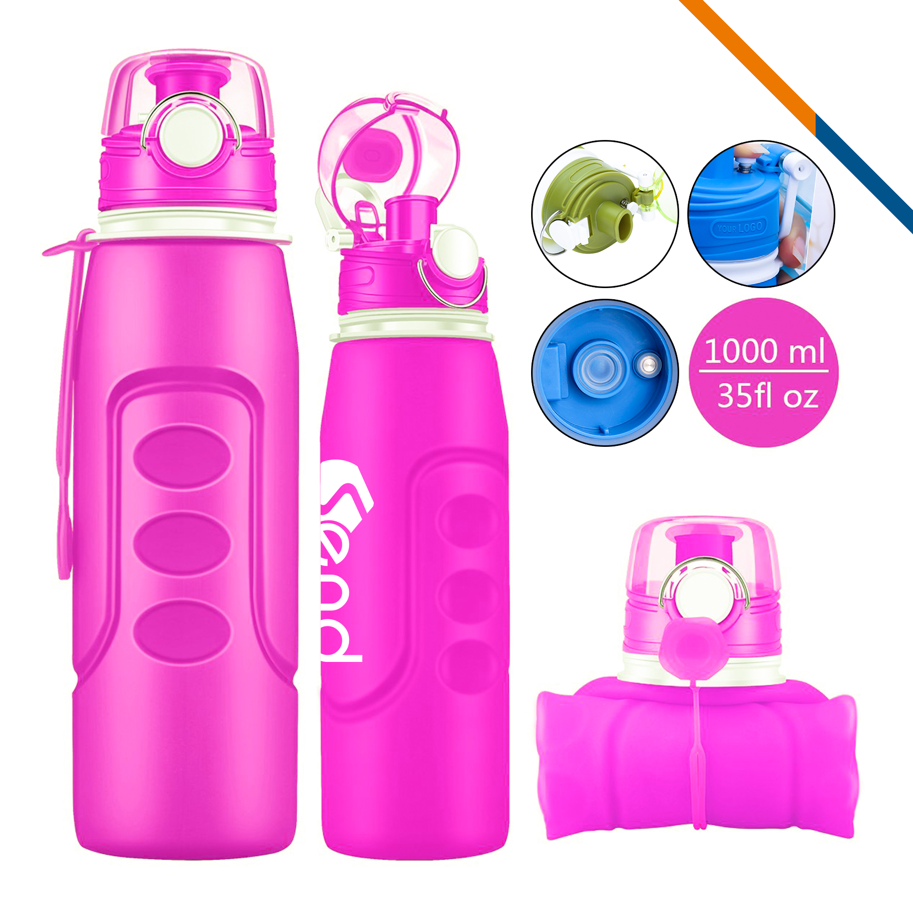 H2O Collapsible Water Bottle X-LG (1000ml) 2