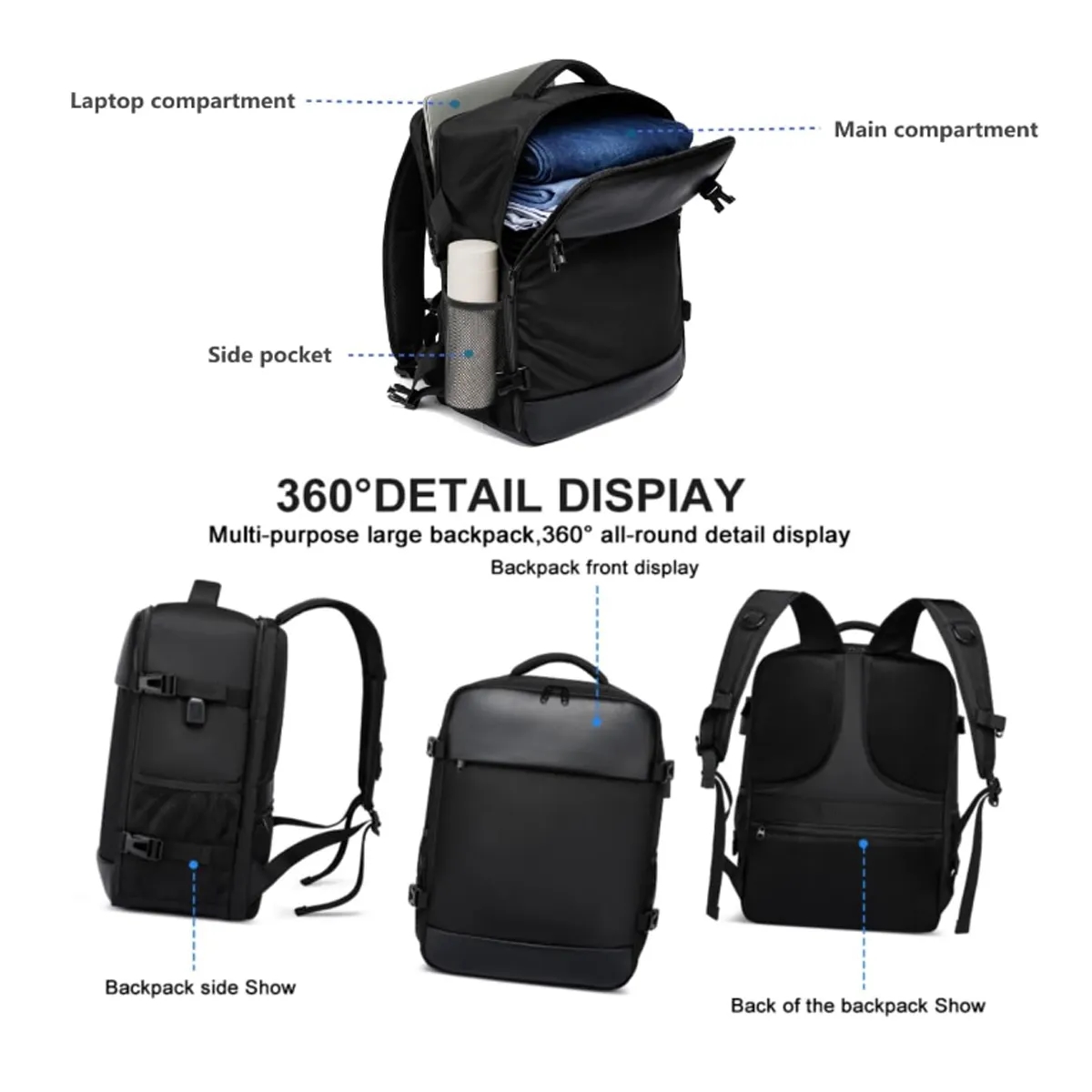 15.6 Inch Laptop Carry on Backpack Travel Cabin Bag 7