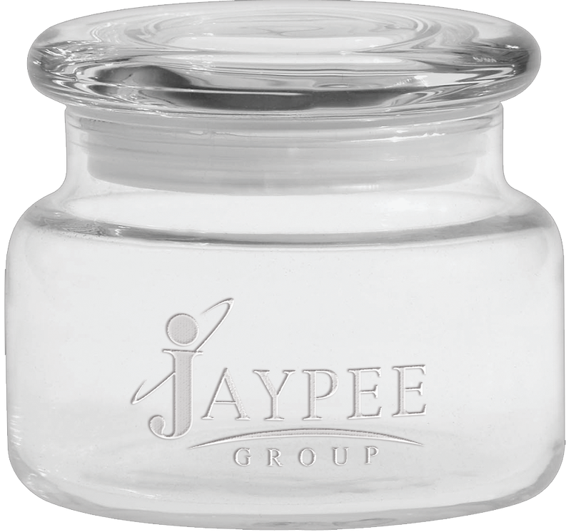 8 oz. Apothecary Jar with Flat Lid - Deep Etched 3