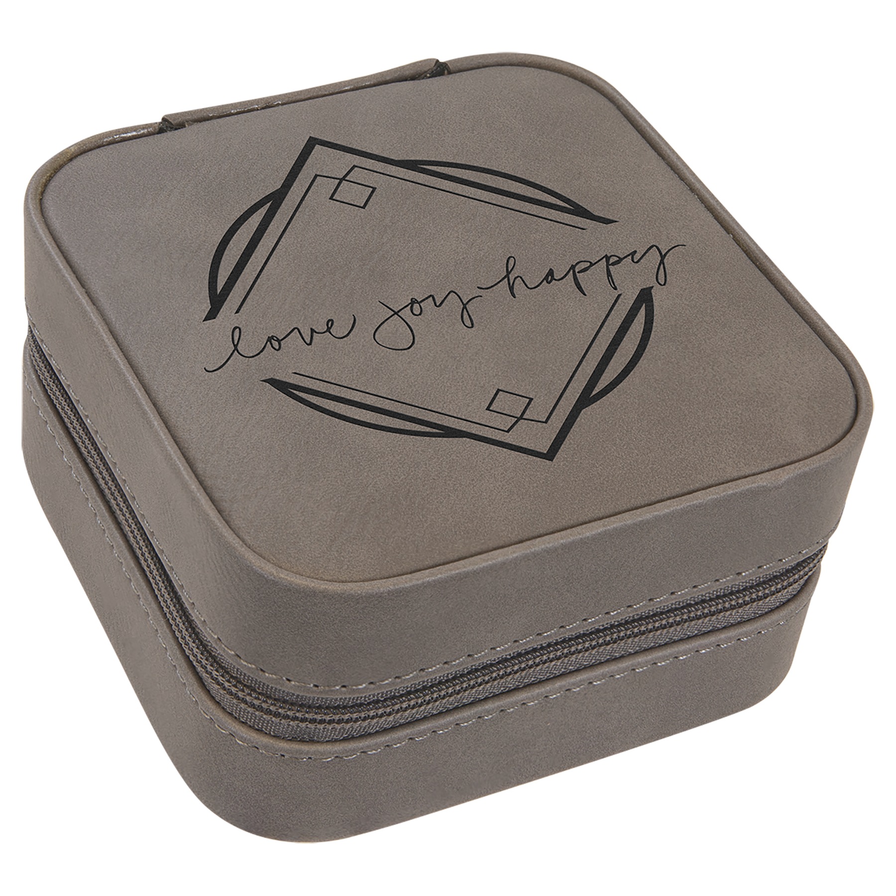 4" X 4" Gray Leatherette Travel Jewelry Box 2