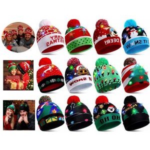 Light Up Christmas Holiday Sequins Hat Kids Beanies 2