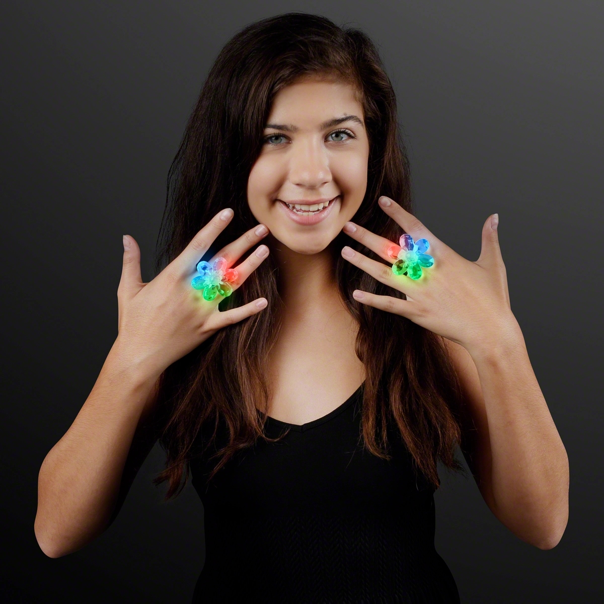 Acrylic flower ring flashing LED jewelry 3