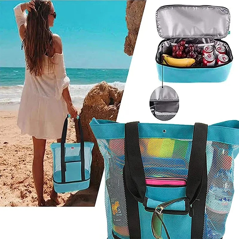 Beach Mesh Tote Bag With Cooler 3