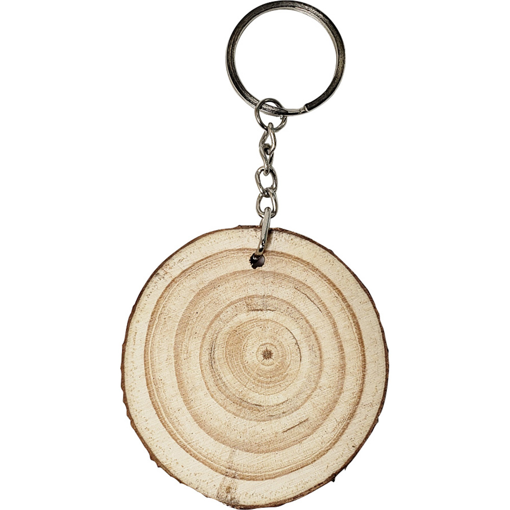 Natural Wood with Rings Keyring 5
