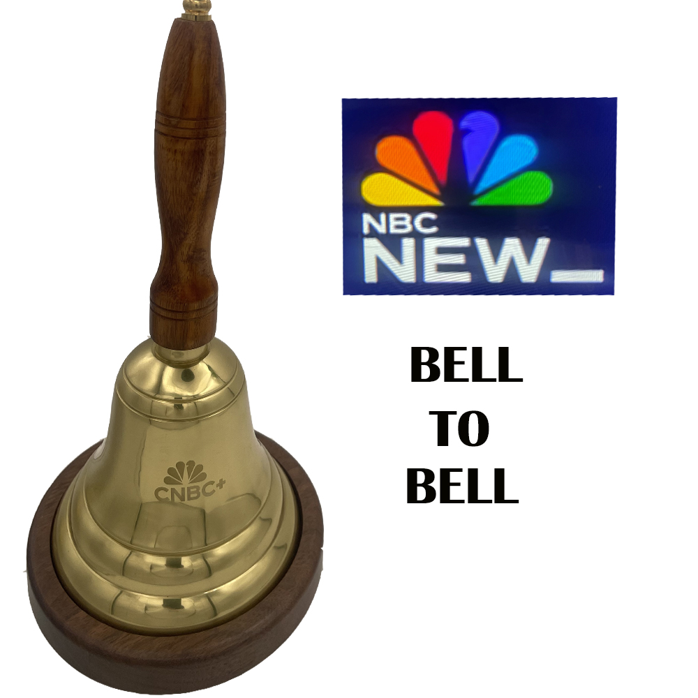 7 1/2" School Brass Bell Set with Walnut Base 1