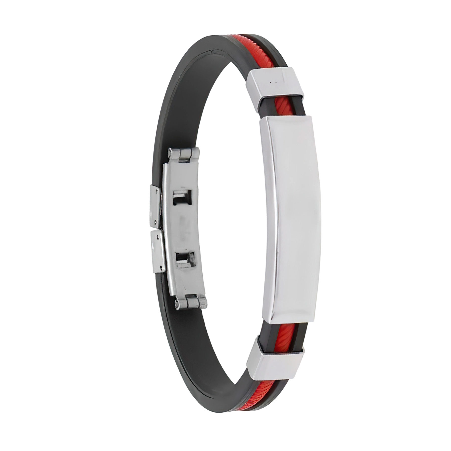 "8'' DIY Engraved Silicone Stainless Steel Bracelets " 5