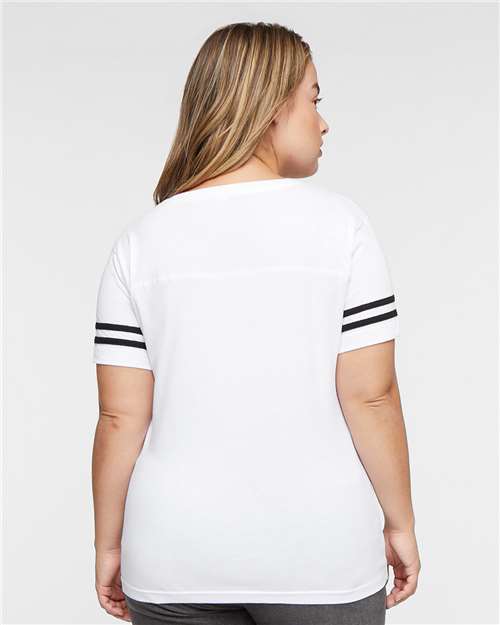 Women's Football V-Neck Fine Jersey Tee - 3537 6
