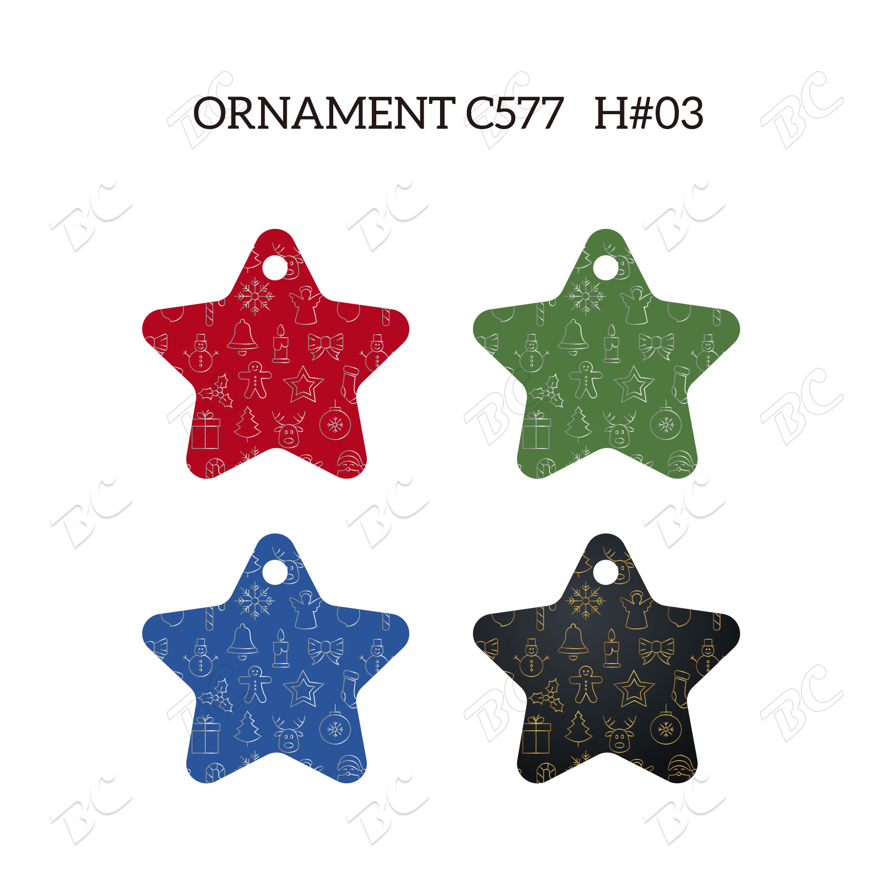 Free Shipping Full Color Christmas Ornament - Star 6