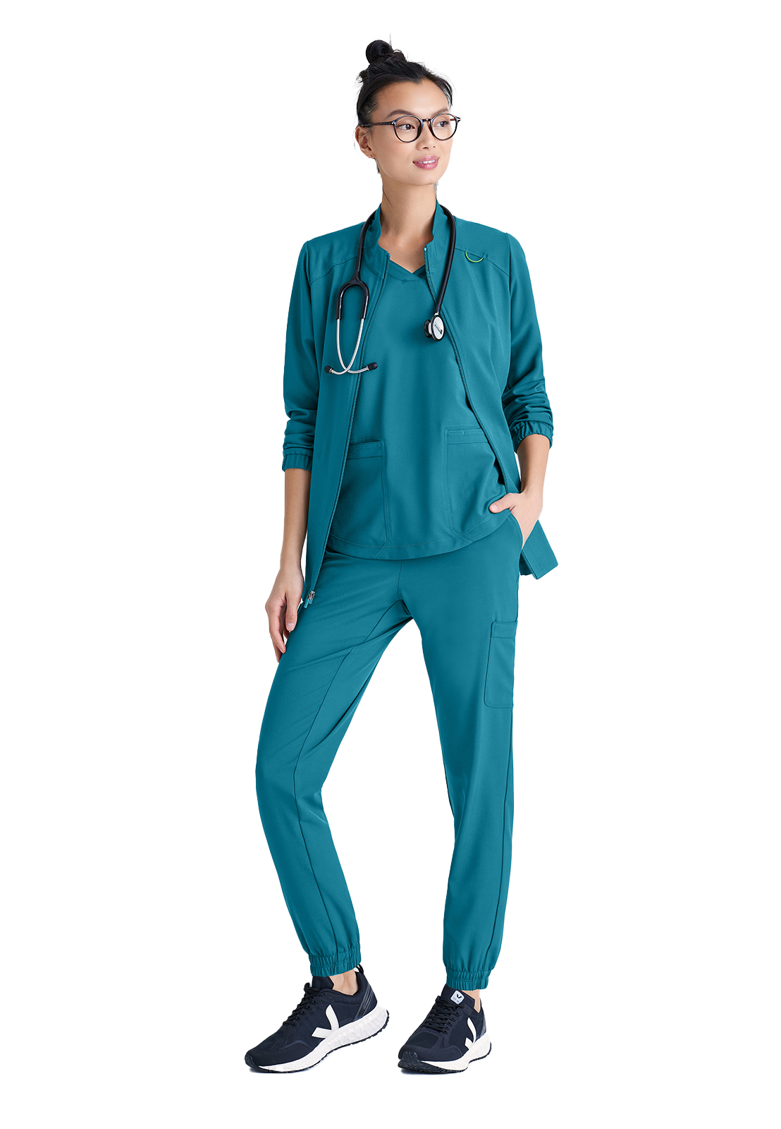 Grey's Anatomy Evolve Stretch - Women's Three-Pocket Virtue Warm-Up Scrub Jacket 47