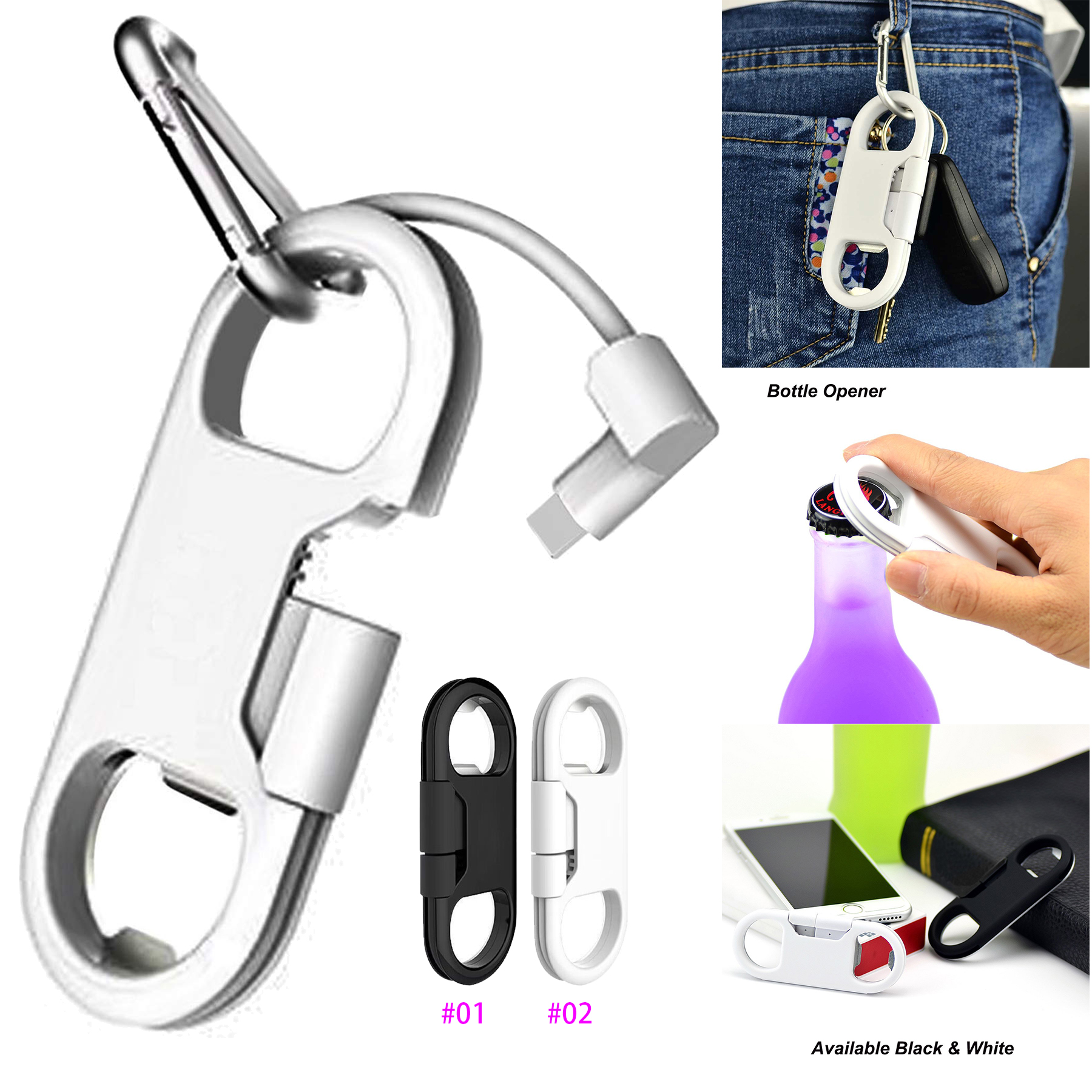 Charge Lightning Cable & Keychain & Bottle Opener & Aluminum Carabiner 2