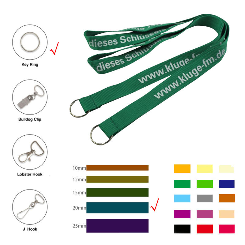 3/4" Wide Polyester Lanyard W/ Metal Key Ring 1