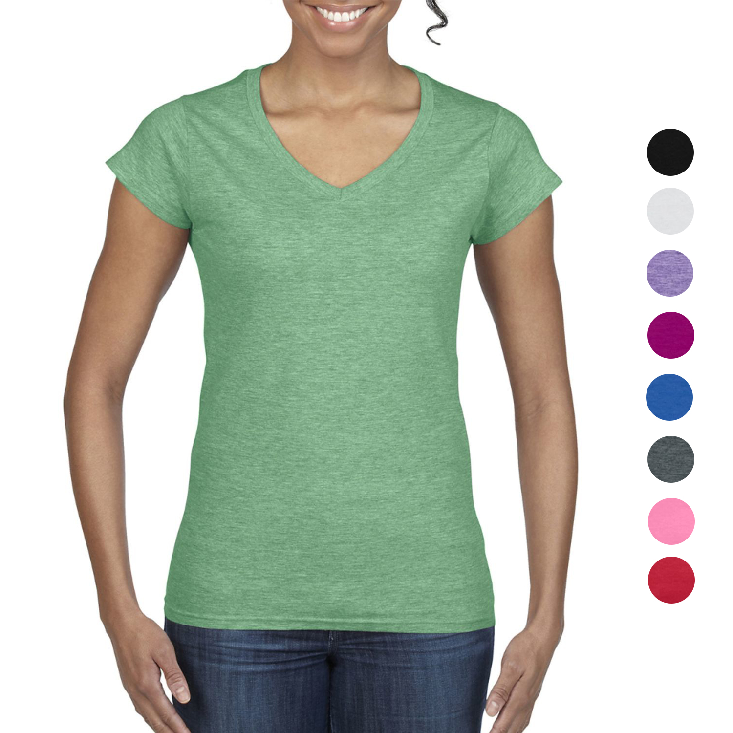 Gildan 100% Cotton Preshrunk Softstyle Ladies V-Neck T-Shirt w/ Custom Imprint 2