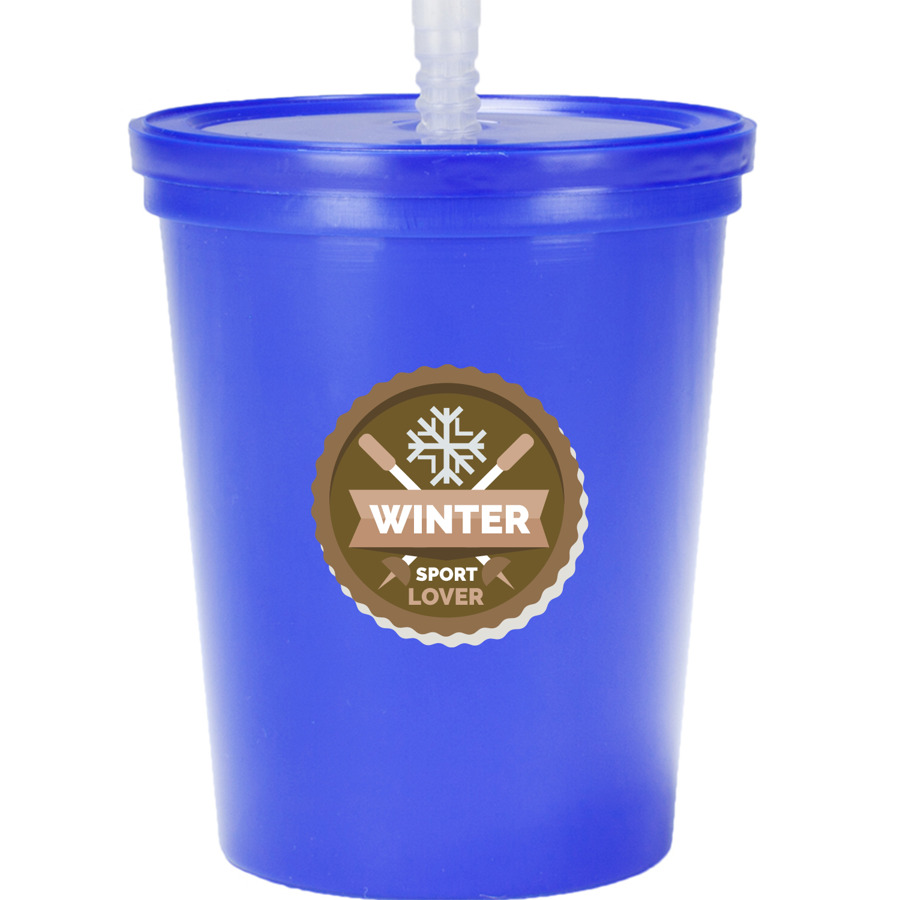 Plastic Stadium Cup with Lid and Straw 16 oz. 21