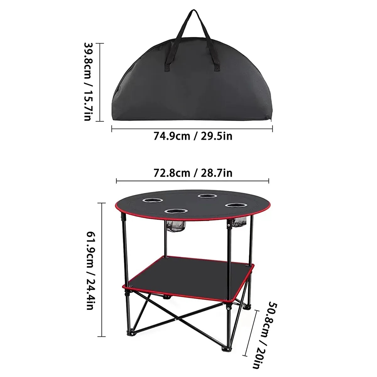 Folding Beach Camping Picnic Table with Cup Holders 5