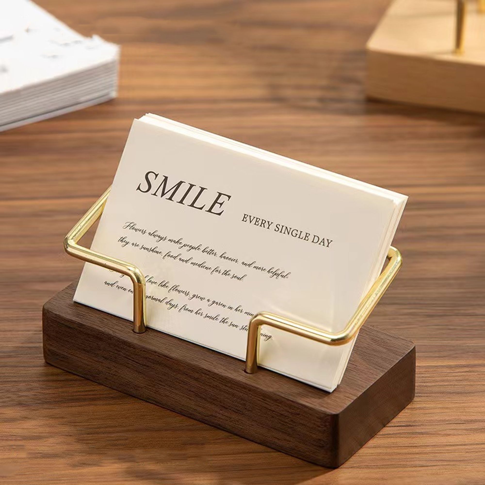 Wood Business Card Holder For Desk 2