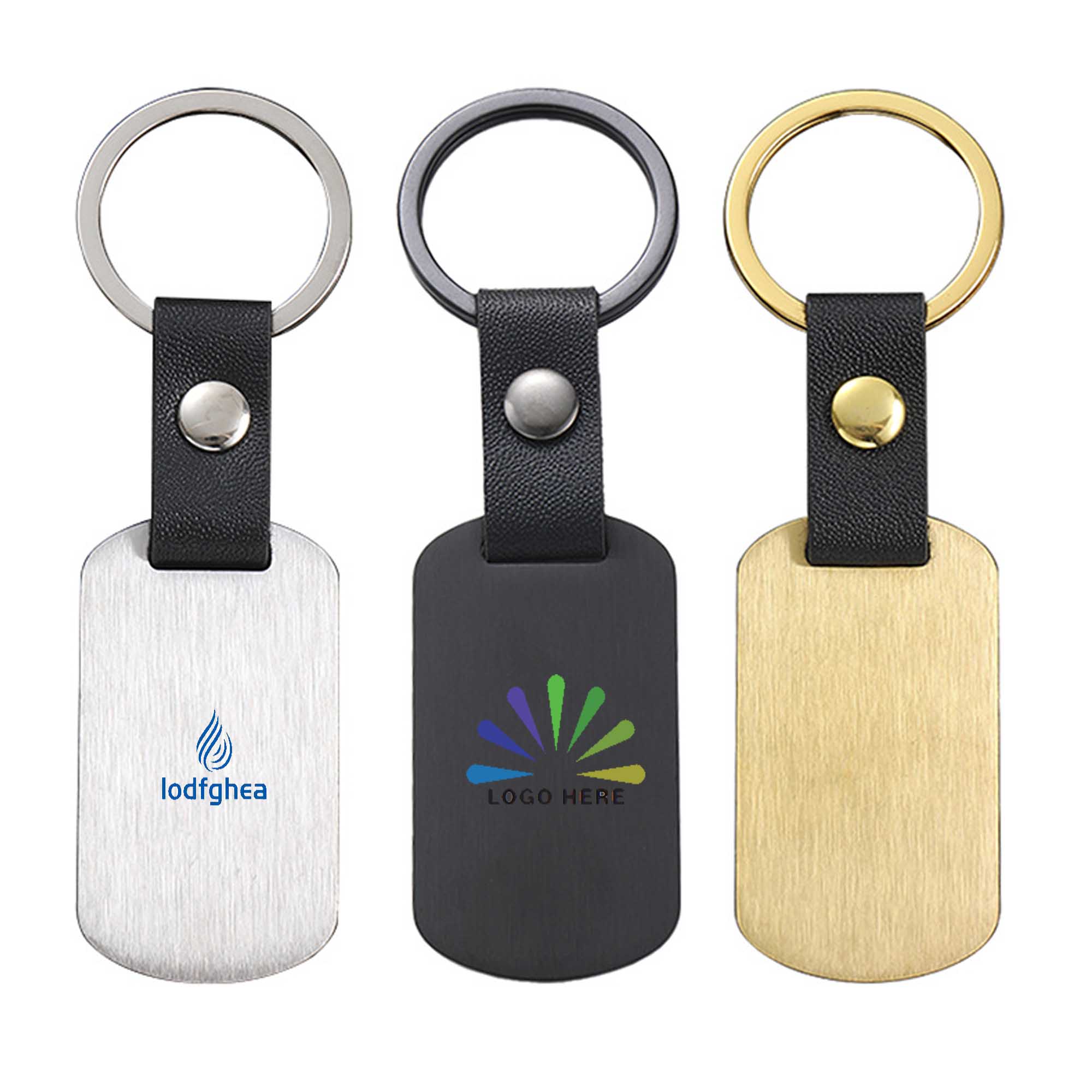 Metal PU Leather Keychains Keyring 1