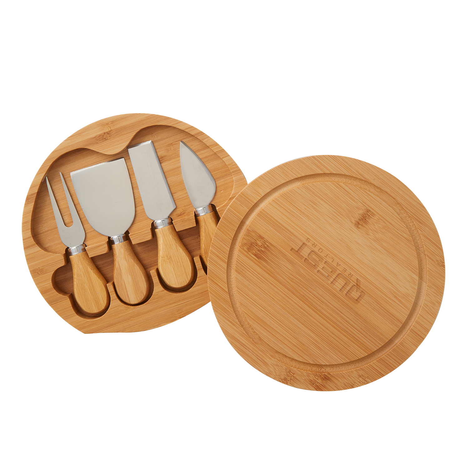 5-Piece Swivel Top Bamboo Cheese Board Set 3