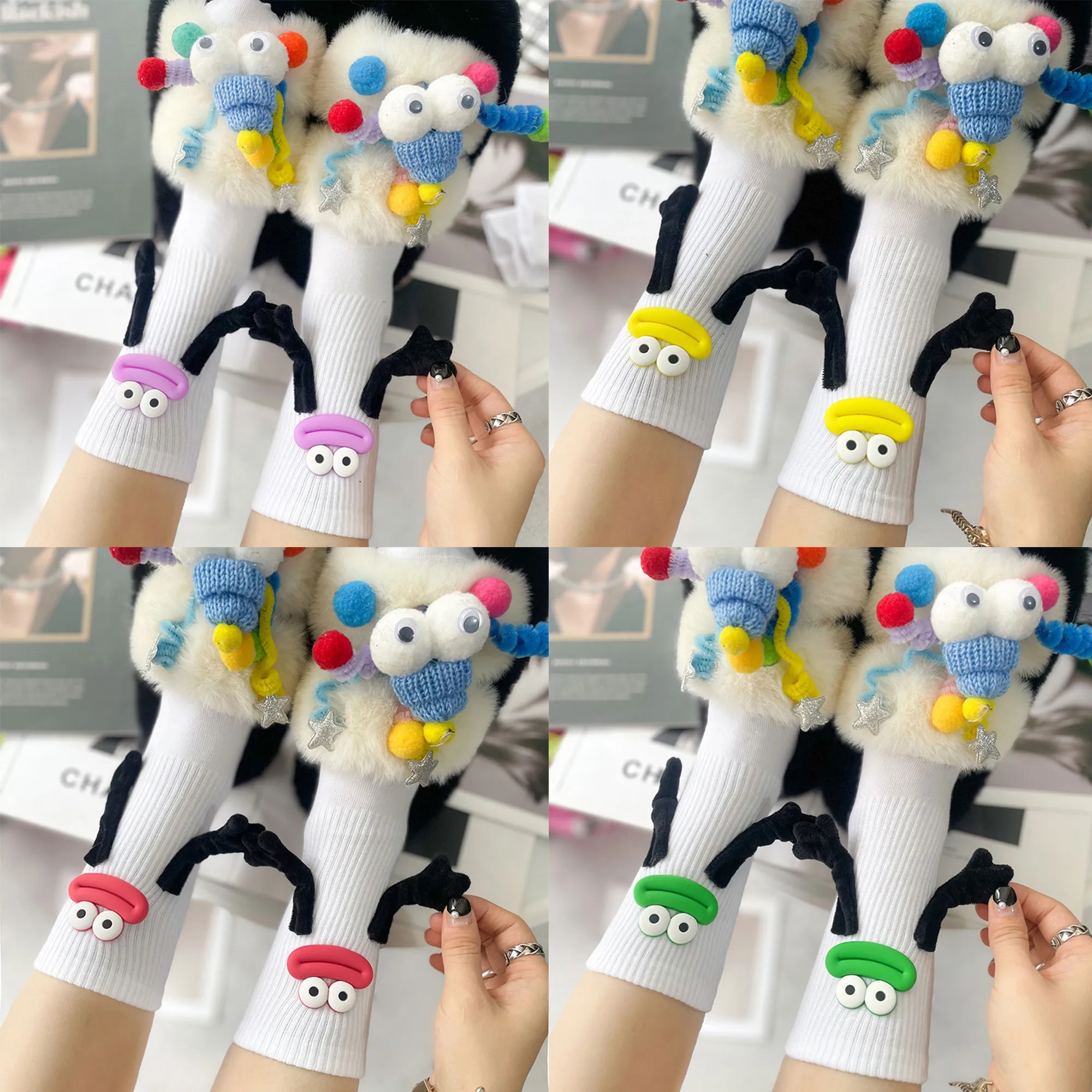 Trendy Cute Candy Ugly Big Mouth Magnetic Mid Calf Socks 10