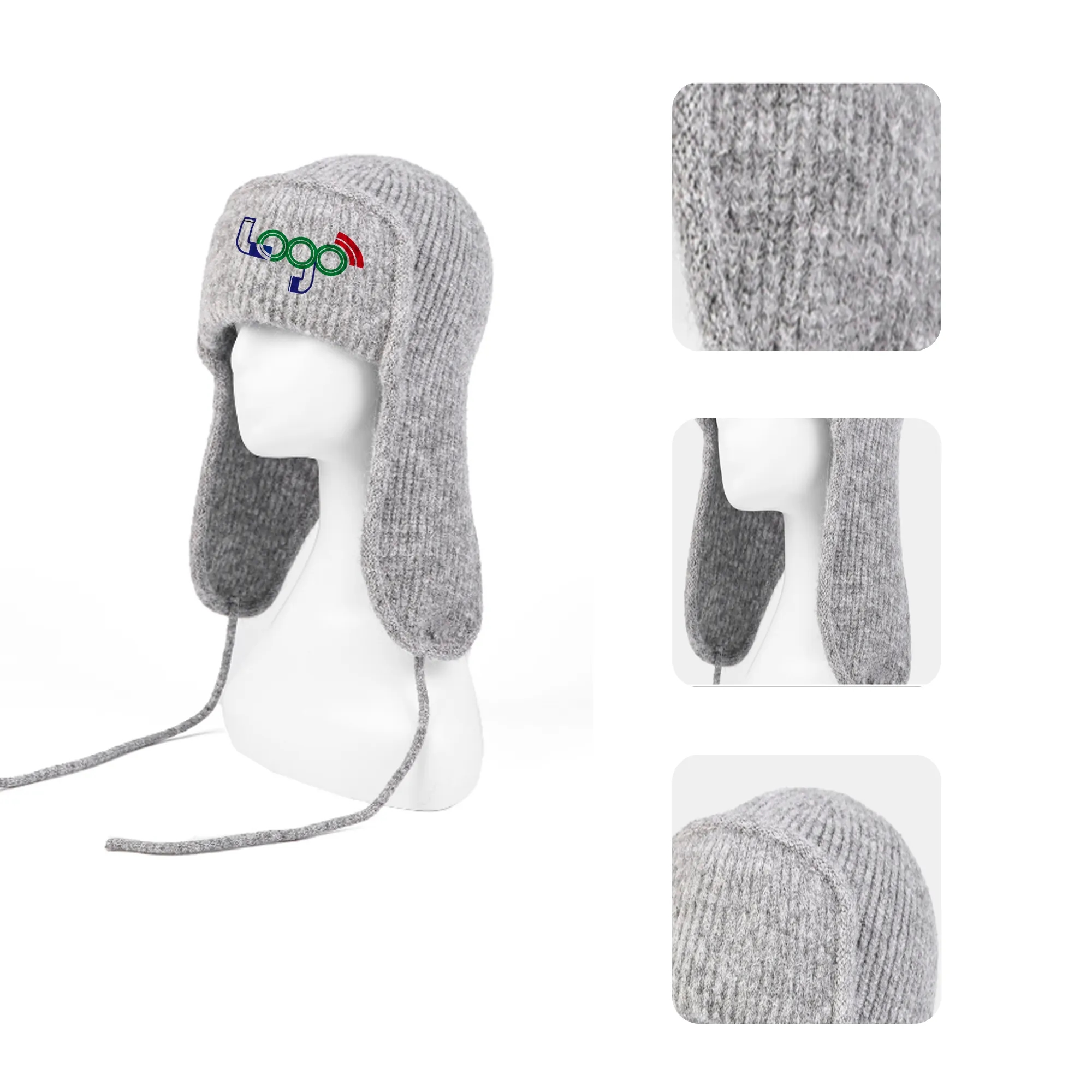 MOQ 50 PCS Winter Women's Earmuffs Knitted Hat 1