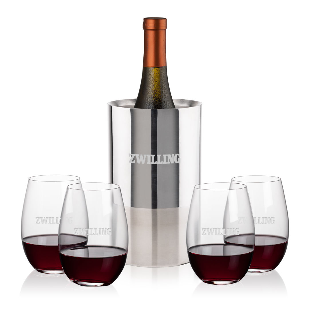 Catania Wine Cooler & Laurent Stemless Wine Set