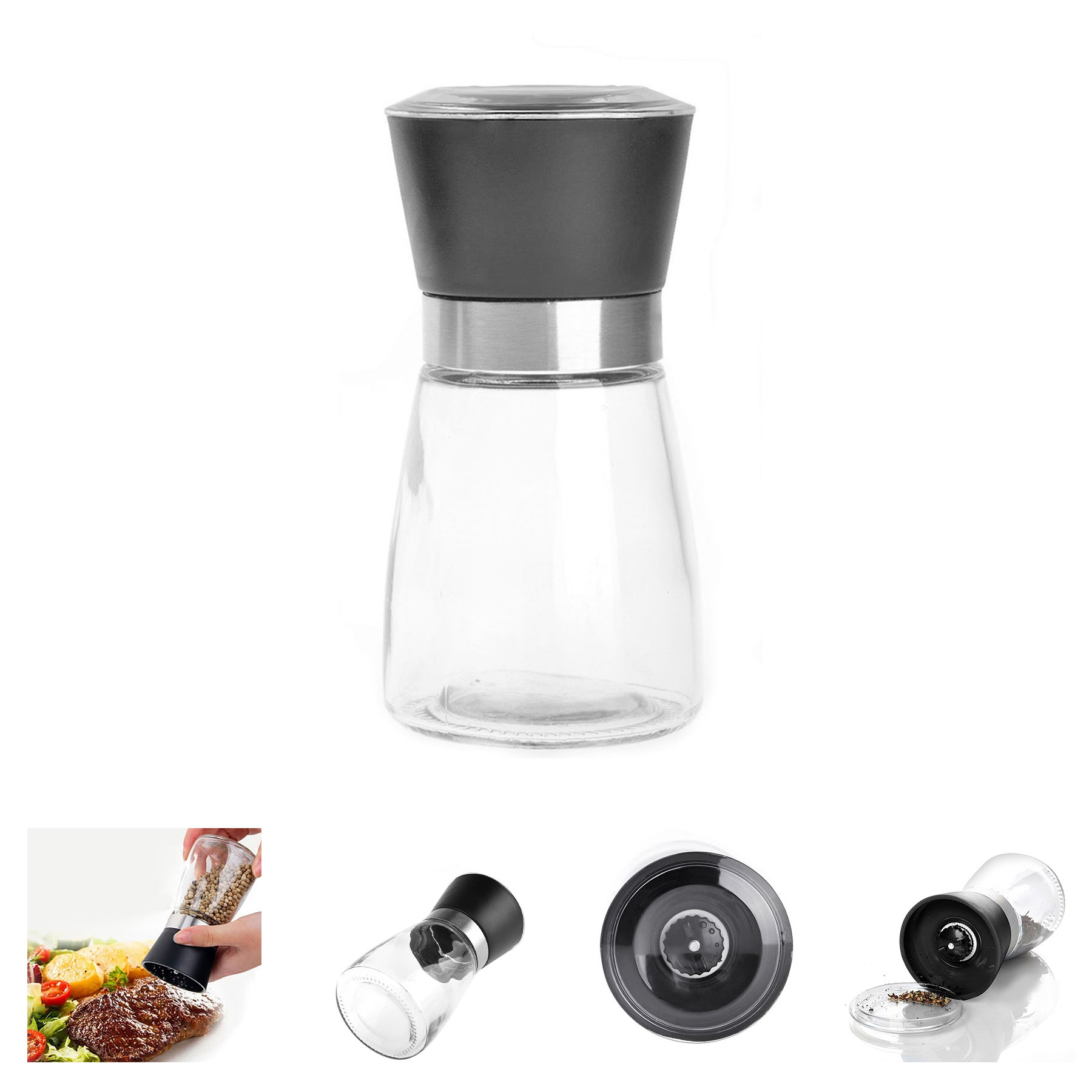 Manual Grips Glass Salt Pepper Grinder 2