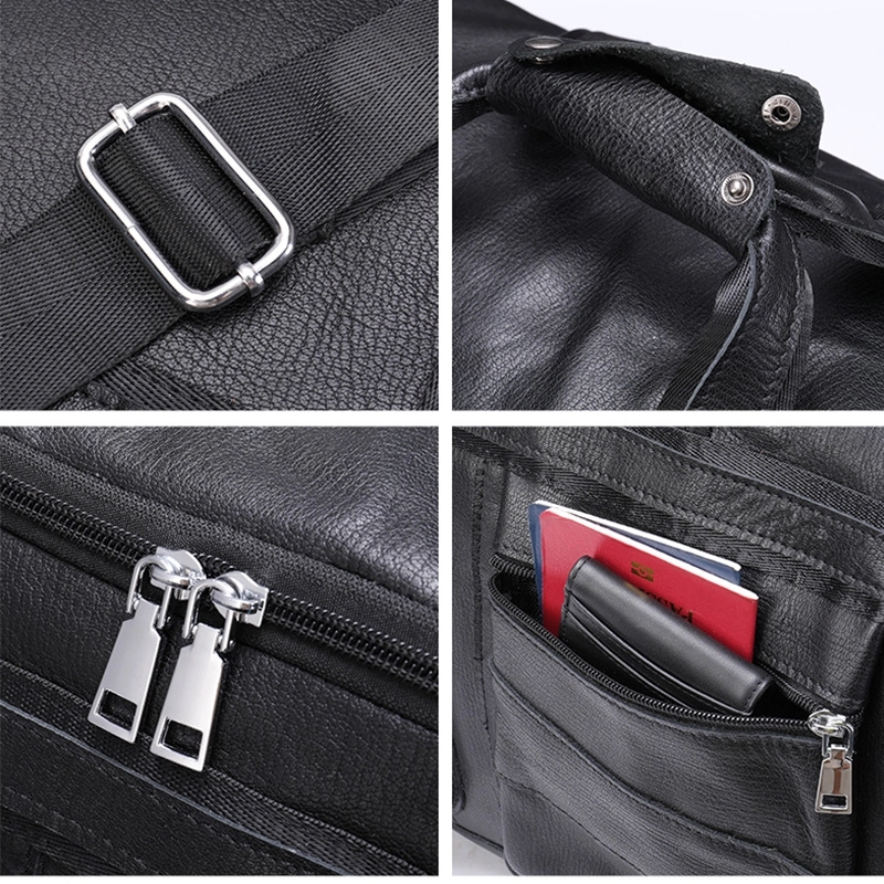 Multi-Pocket Genuine Leather Travel Duffle Bag 2