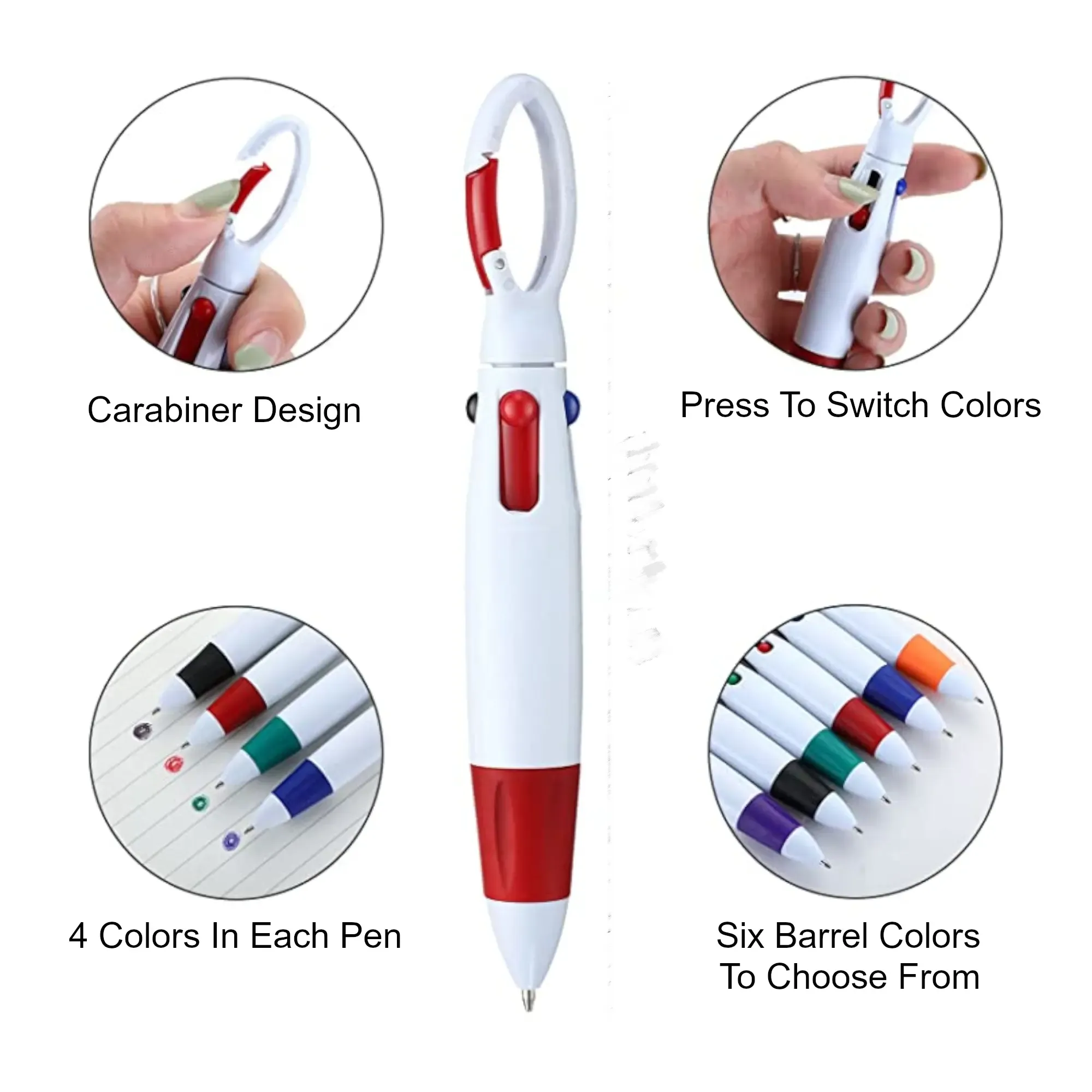 4-Color Pen With Carabiners Clip 3