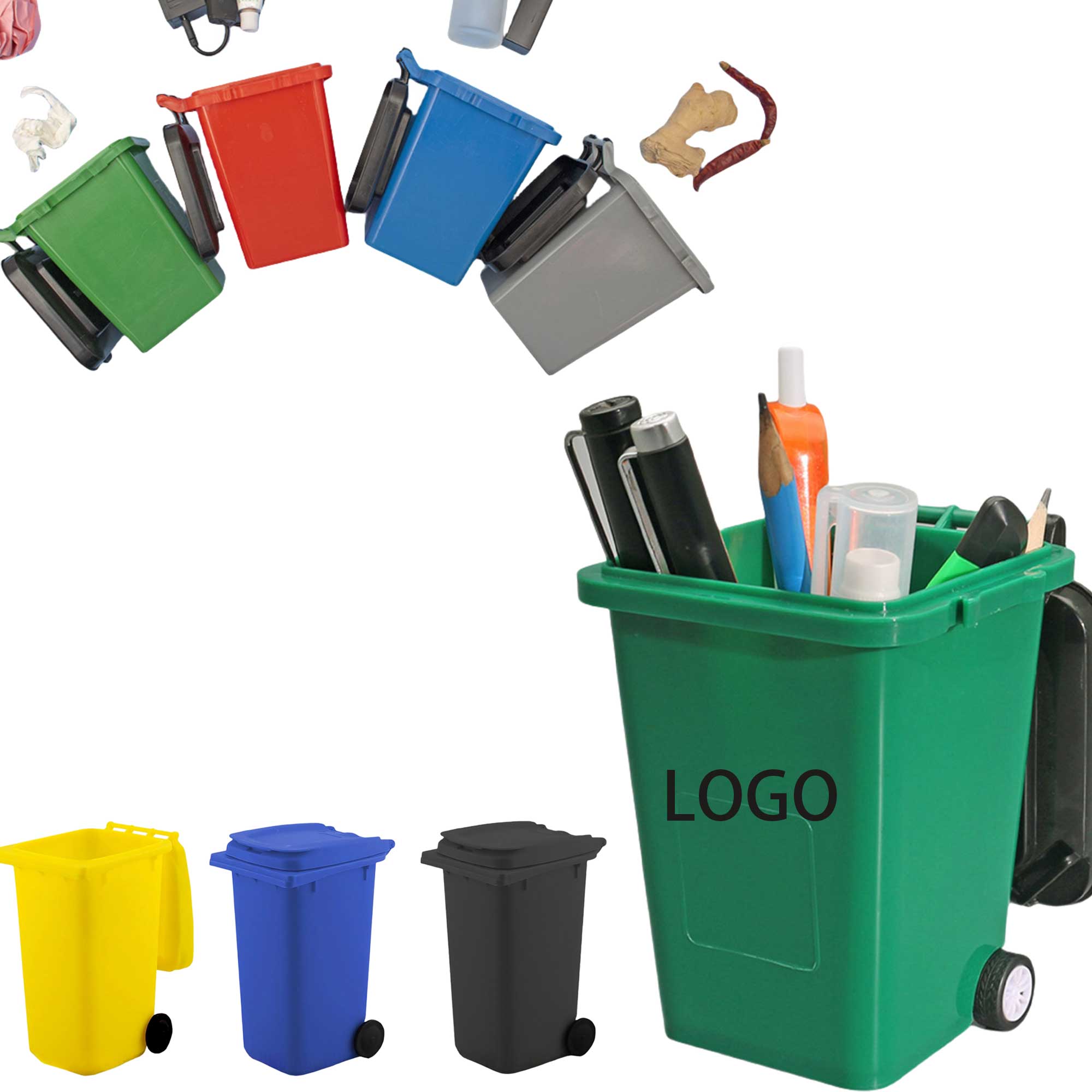 Small Plastic Desktop Wastebasket Pen Holder 4