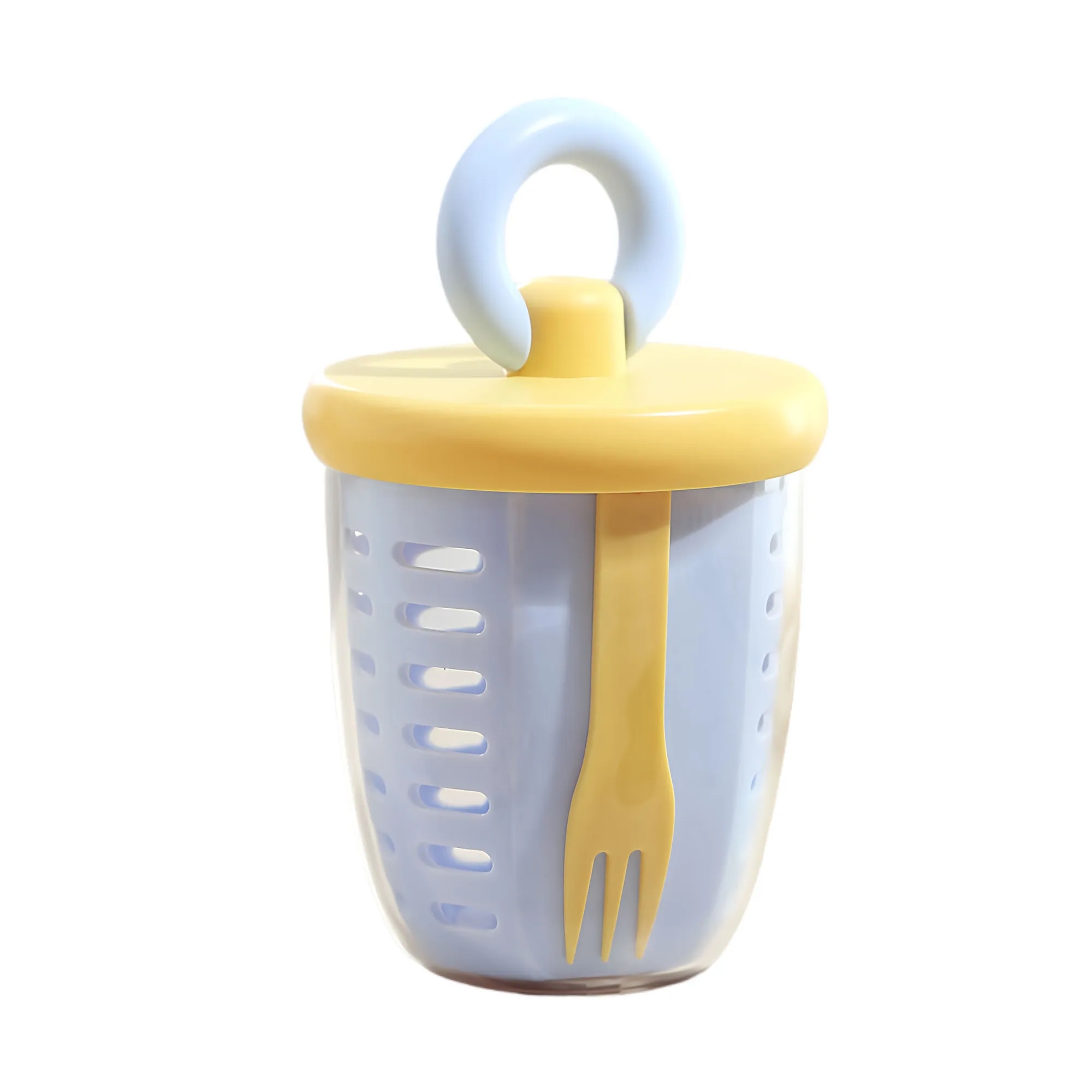 Elegant Double Layer Fruit Salad Cup With Fork Spoon 8