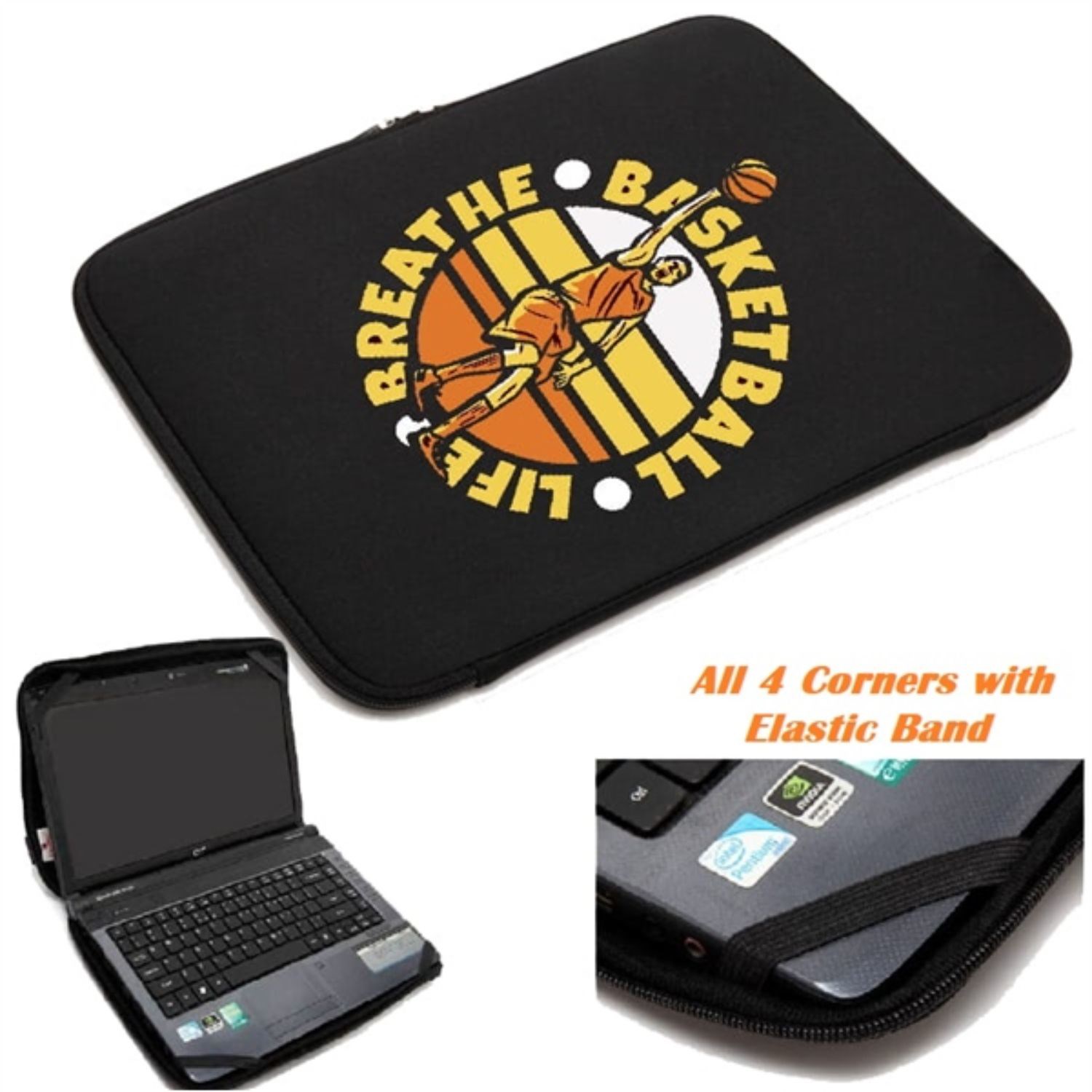 Neoprene padded zippered laptop sleeve w/ Elastic bands on inside 4