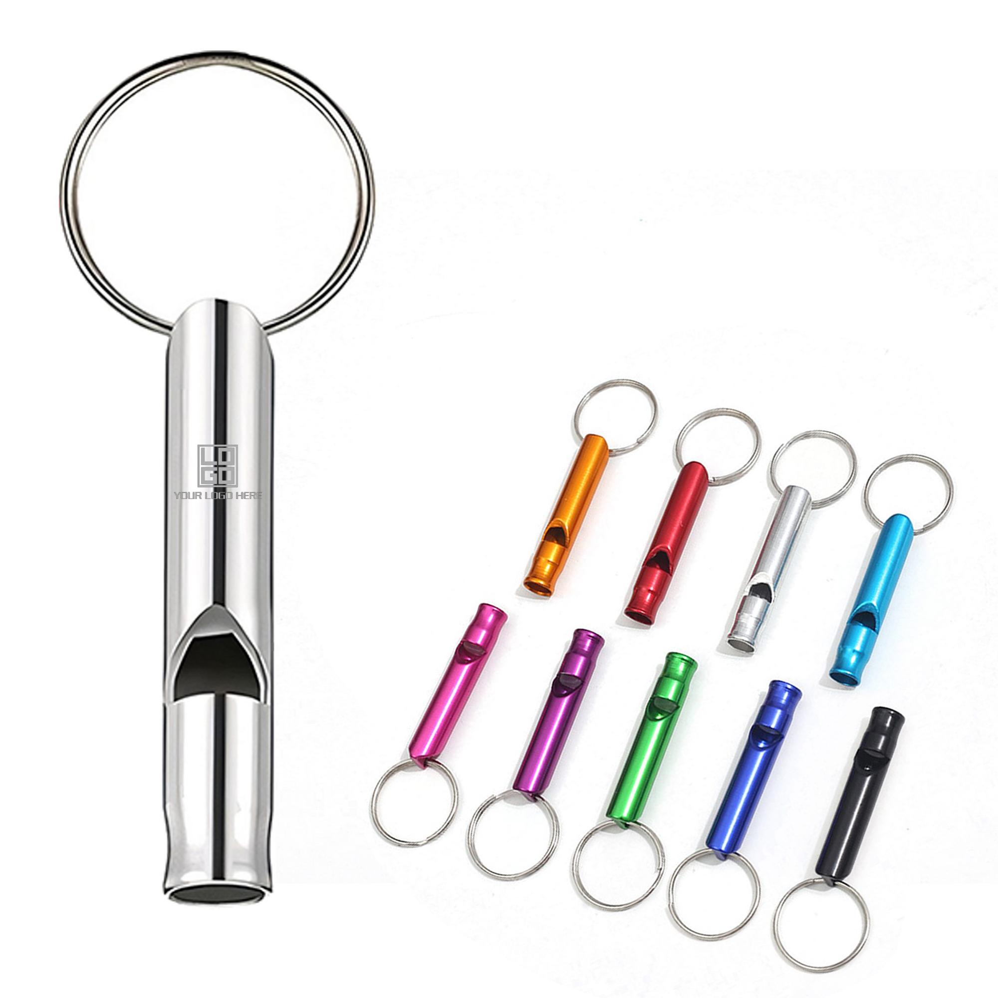 Cylinder Aluminum Whistle Keychain 2
