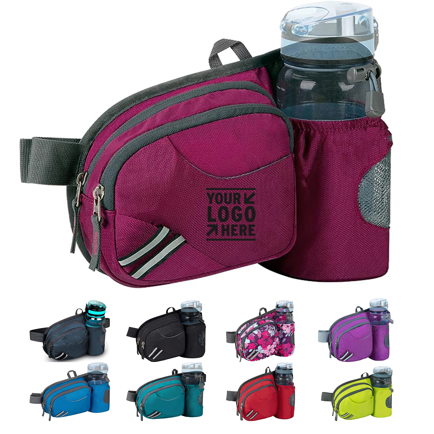 Fit All Phone Men Women Hiking Waist Bag Fanny Pack With Water Bottle Holder   