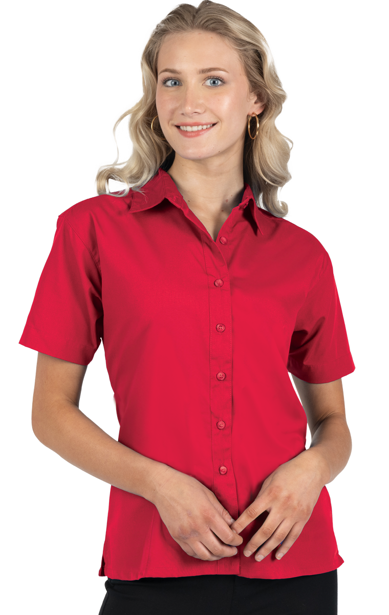 Ladies Short-Sleeve Superblend Poplin Shirt with Matching Buttons 15