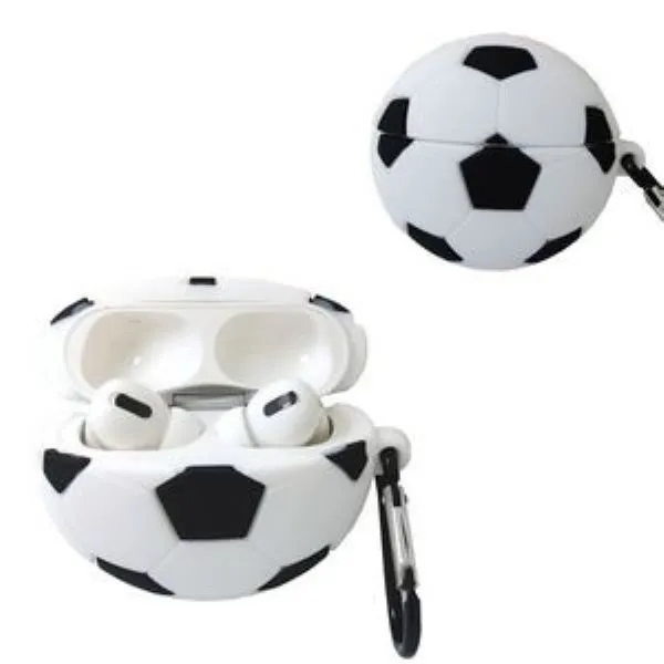 Silicone Soccer Earbuds Case with Keyring 2