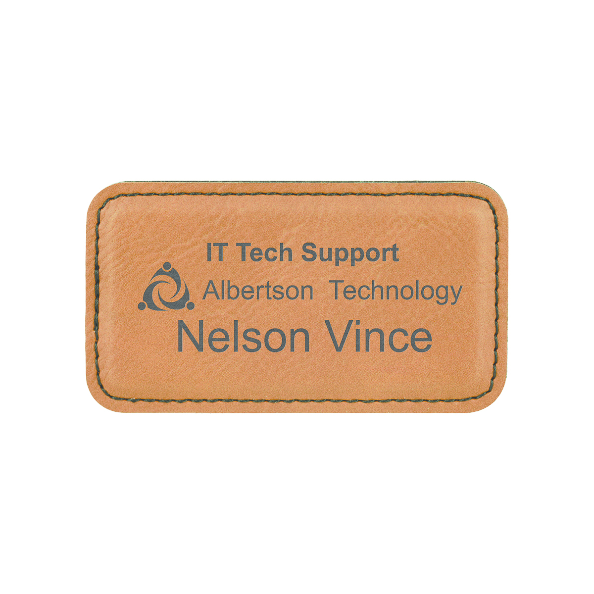 3 1/4" x 1 3/4" Rawhide Leatherette Badge w/ Magnet