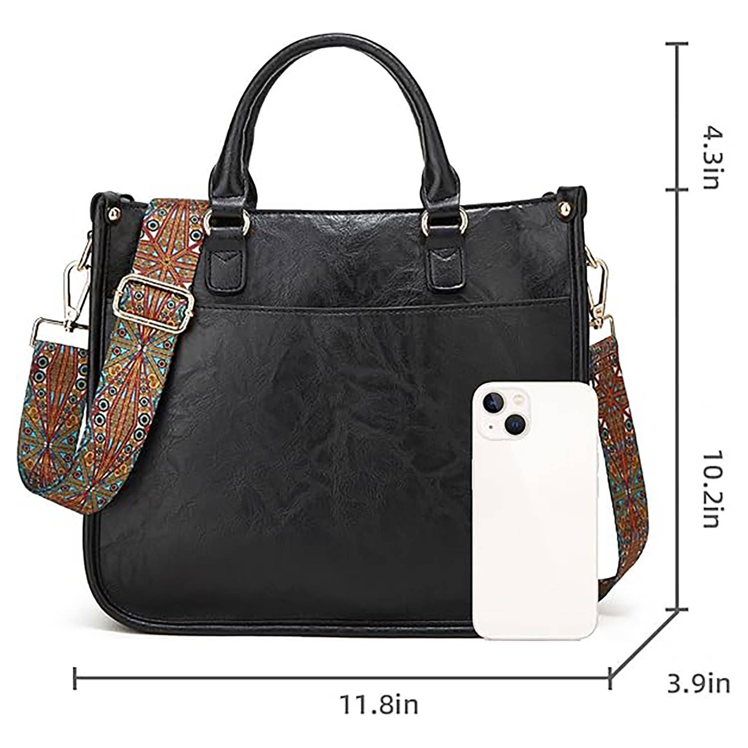 Vintage Large Capacity Pu Leather Handbag 2