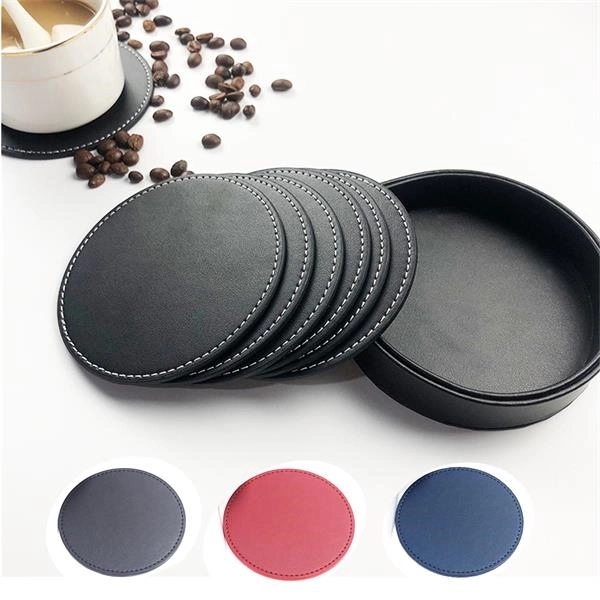 Leather Round Coaster 2