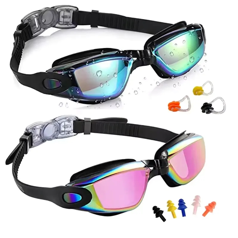 Swimming Goggles Anti Fog with Ear Plugs Nose Clip 3