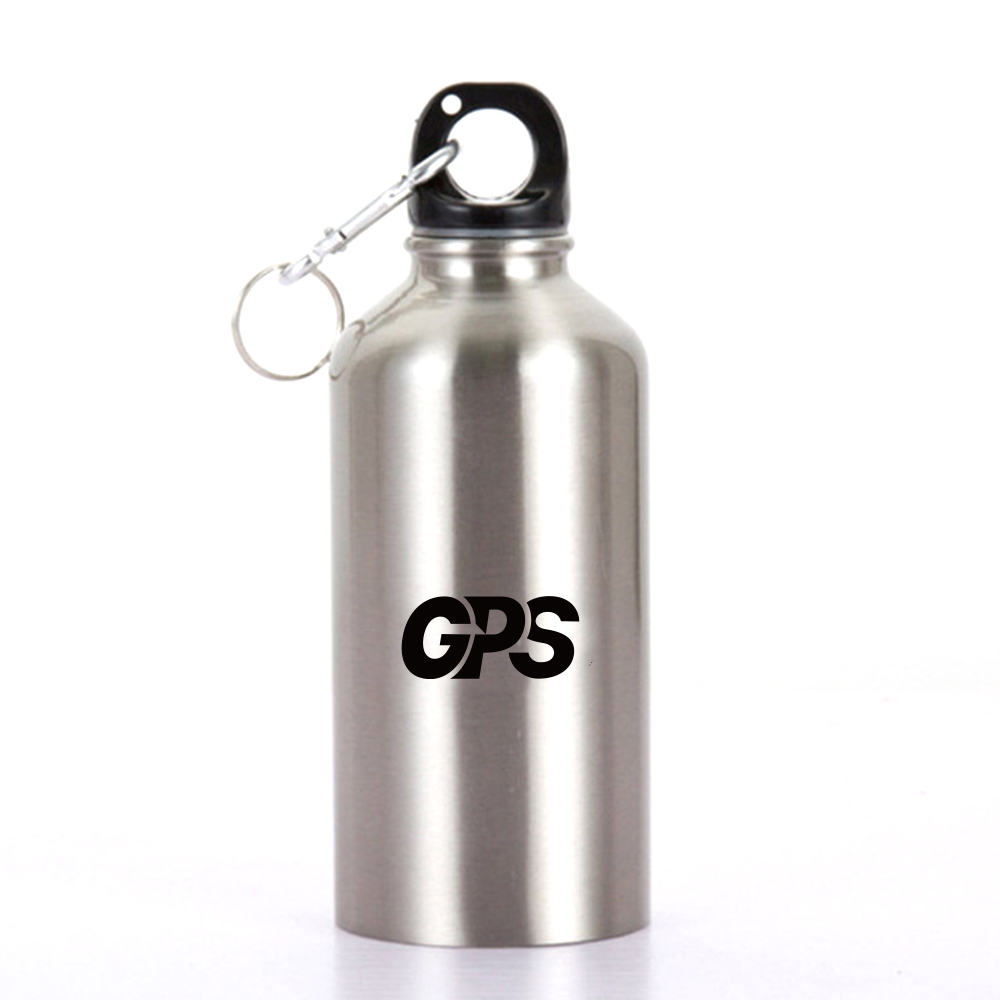 500ml single wall stainless steel 304 material sport water bottle with carabiner, custom water bottle with logo imprint 2
