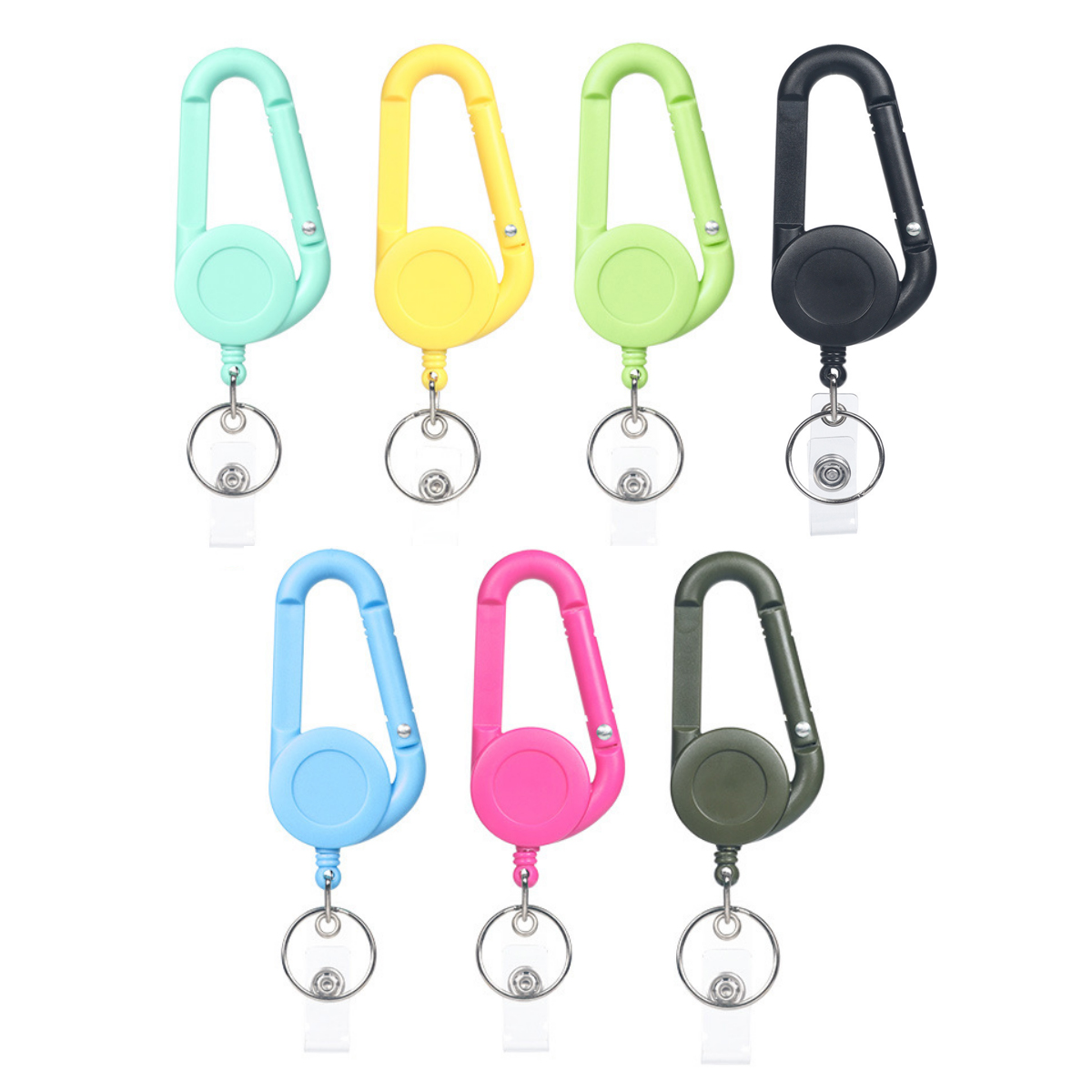 Retractable Carabiner Keychain for ID Badge Keys Reel Holder 5