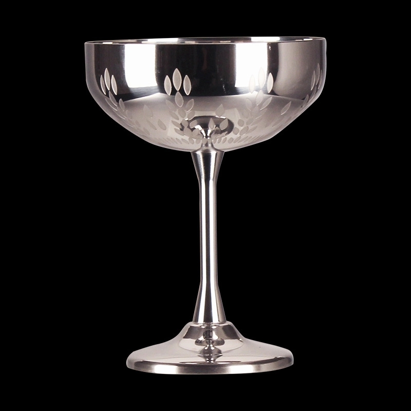 Custom 9 oz Stainless Steel Carved Martini Glass 4